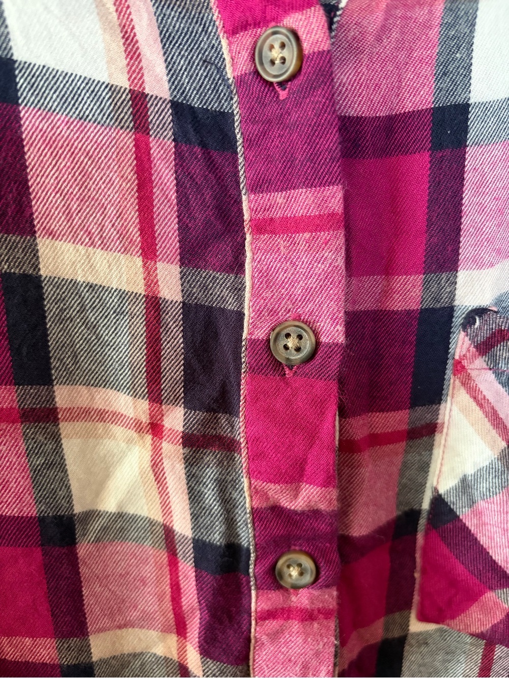 Falls Creek | Pink Black White Plaid Quarter-Button Shirt - Picture 4 of 9